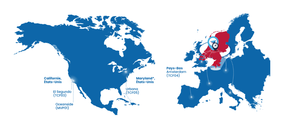 Carte du monde mentionnant les site de fabrication